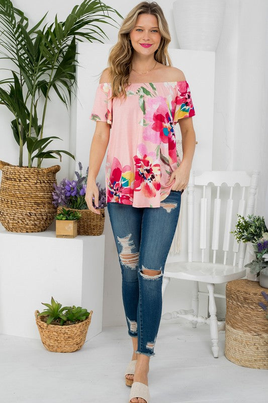 Women's Floral Off Shoulder Top