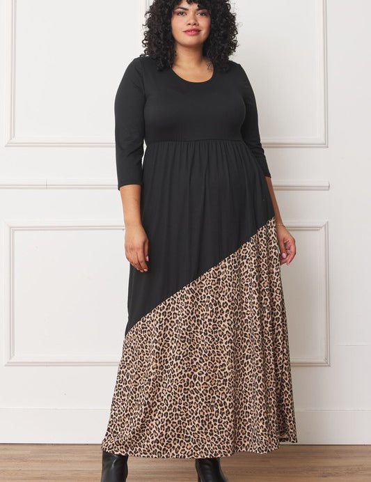 Women's Asymmetrical Leopard Print Maxi Dress