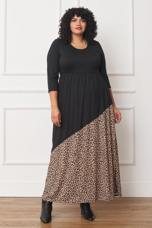 Women's Asymmetrical Leopard Print Maxi Dress