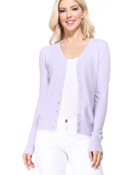 Women's V-Neck Button Down Knit Cardigan Sweater