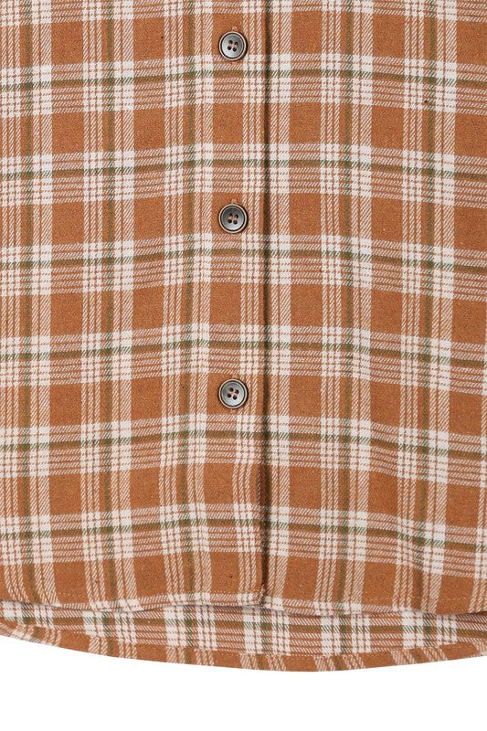 Women's Beige Plaid Button-Up Shirt