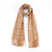 Unisex Casual Plaid Fringed Scarf for Autumn & Winter