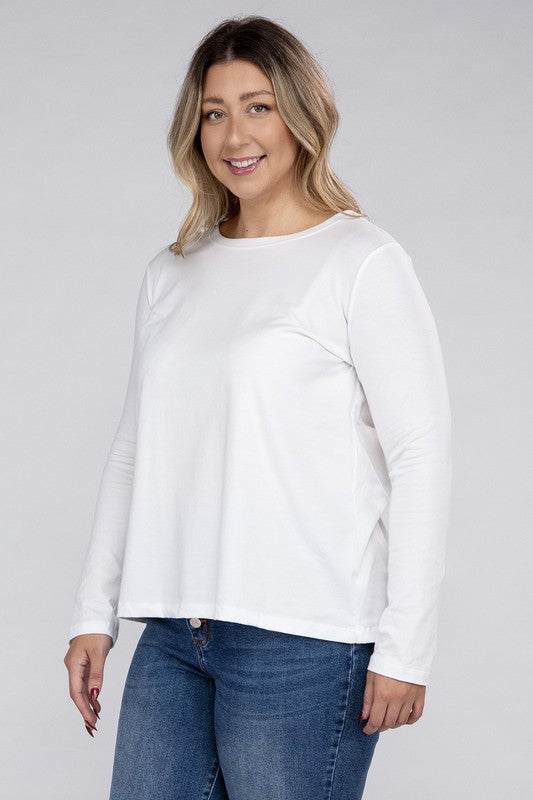 Women's Relaxed Fit Plus Cotton Long Sleeve T-Shirt