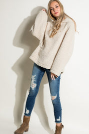 Women's Oversized Faux Fur Hoodie Sweatshirt