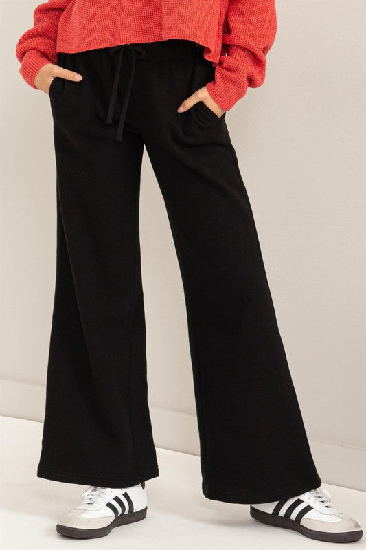 Women's Casual Mid-Rise Wide Leg Drawstring Pants