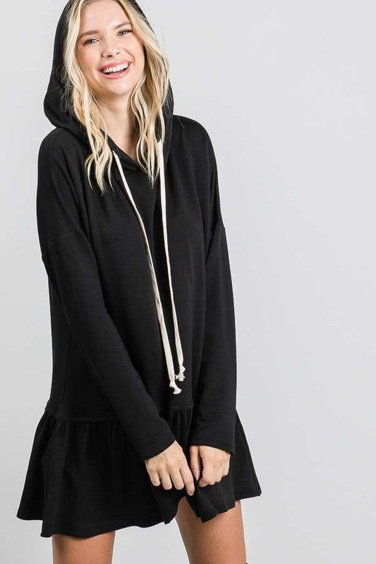 Women's Long Sleeve Peplum Hoodie Tunic