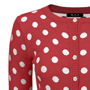 Women's Polka Dot Jacquard 3/4 Sleeve Cardigan Sweater