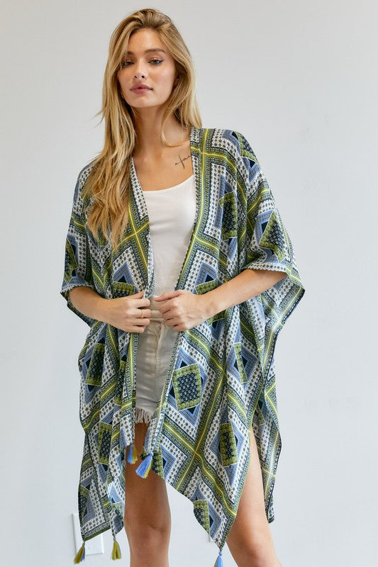 Women's Printed Short Sleeve Kimono