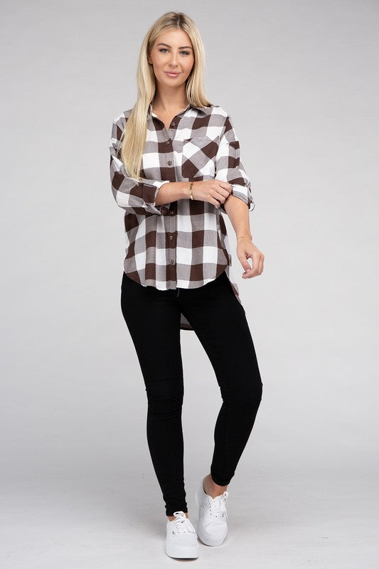 Women's Casual Plaid Flannel Shirt