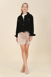 Women's Frayed Corduroy Button-Up Jacket