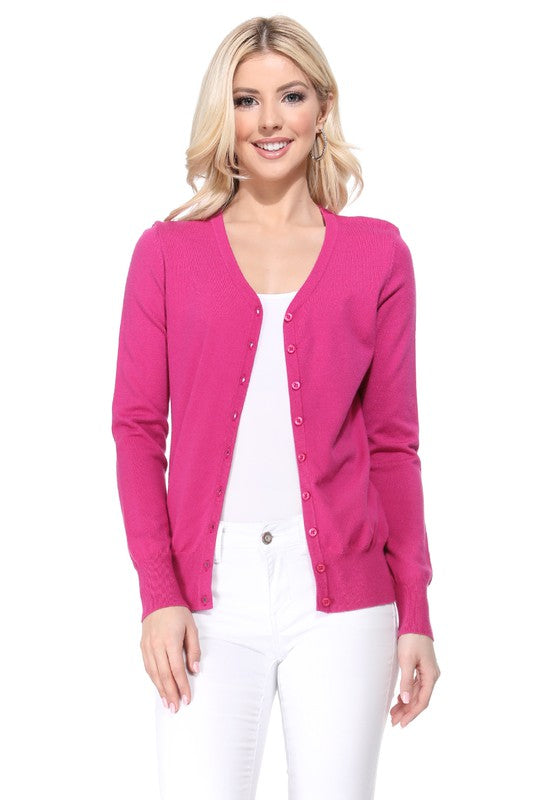 Women's Loose Fit V-Neck Button Down Knit Cardigan Sweater