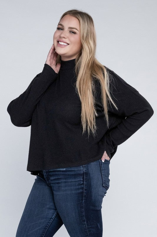 Plus Drop Shoulder Long Sleeve Top