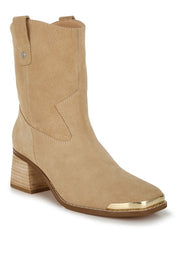 Women's Suede Western-Inspired Square Toe Ankle Boots