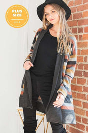 Women's Open Multi-Color Stripe Cardigan