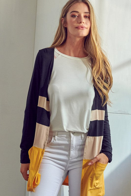 Women's Casual Colorblock Jersey Cardigan