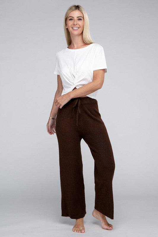 Women's High Waist Solid Knit Pants