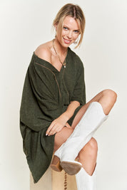 Women's Oversized V-Neck Poncho Top