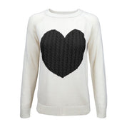 Women's Casual Heart Design Long Sleeve Pullover Sweater