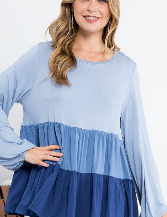 Women's Color Block Tiered Swing Top