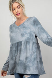 Women's Relaxed Fit Cloud Tie Dye Babydoll Top