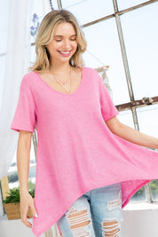 Women's Casual Solid Low Gauge Tunic Top