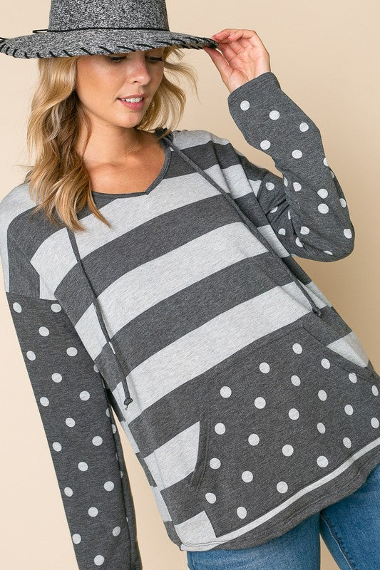 Women's Polka Dot Stripe Mix Sweatshirts