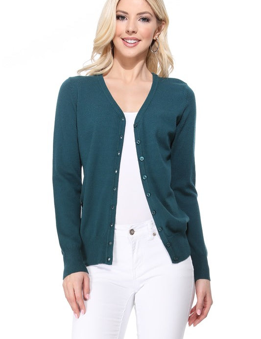 Women's V-Neck Button Down Knit Cardigan Sweater