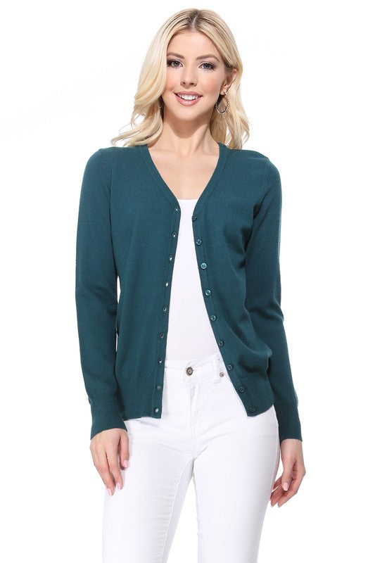 Women's Loose Fit V-Neck Button Down Knit Cardigan Sweater