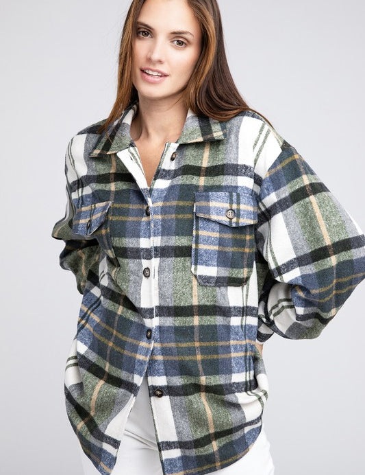 Men's Oversized Textured Flannel Shirt with Big Checks