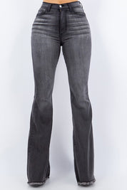 Women's High Rise Burgundy Bell Bottom Jeans