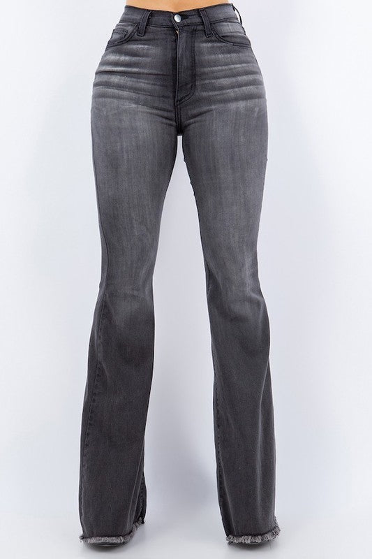 Women's High Rise Burgundy Bell Bottom Jeans