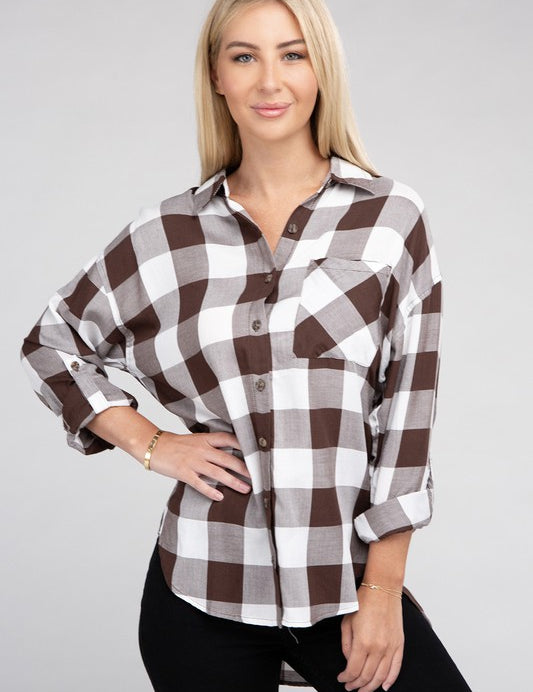 Women's Casual Plaid Flannel Shirt