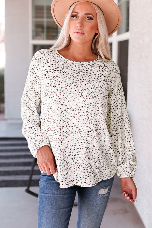 Women's Leopard Print Long Sleeve Blouse