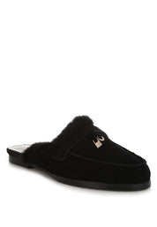 Women's Casual Suede & Faux Fur Slip On Mules