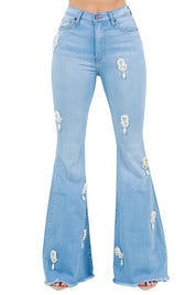 Women's High Rise Light Wash Bell Bottom Jeans