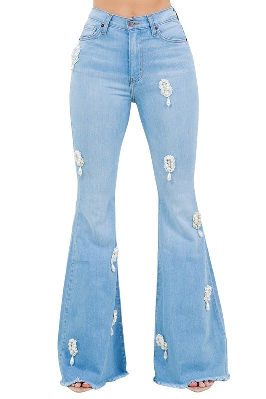 Women's High Rise Light Wash Bell Bottom Jeans