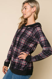 Women's Casual Plaid Hoodie Sweatshirt Top