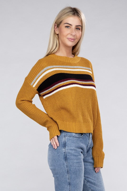 Women's Striped Crewneck Pullover Sweater