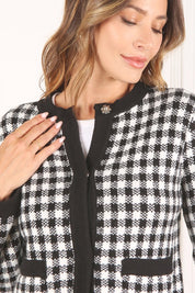 Black check knitted jacket