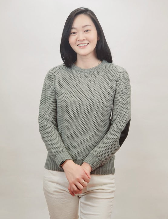 Women's Cozy Honeycomb Stitch Pullover Sweater with Elbow Patches