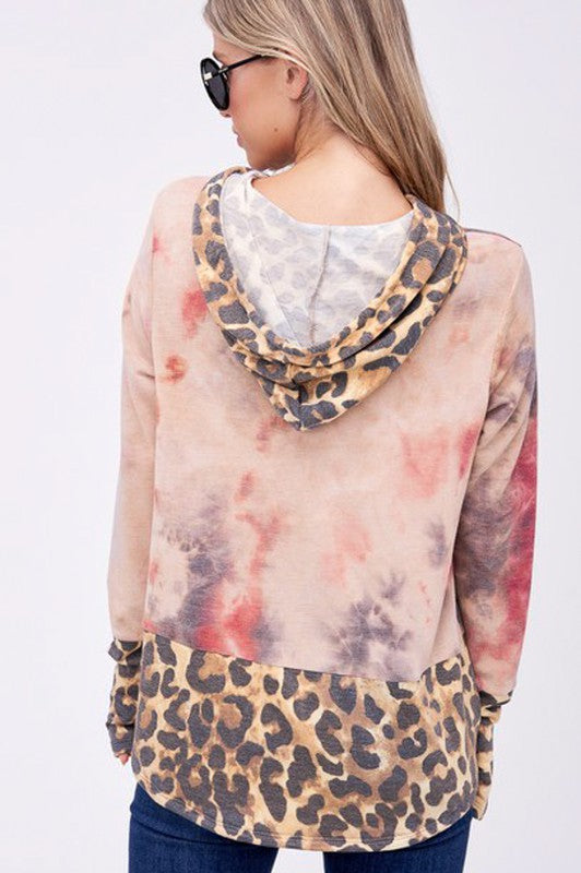 Women's Tie Dye Cheetah Print Sweatshirt