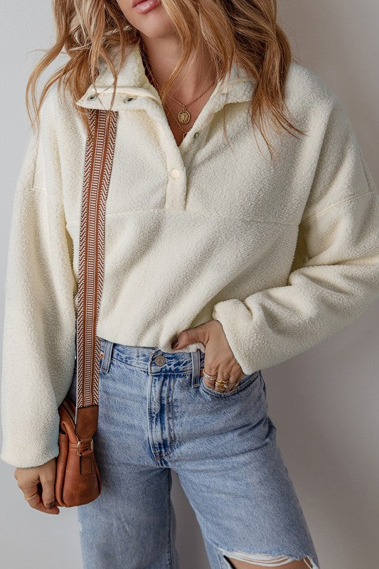 Women's Cozy Fleece Turn-Down Collar Sweatshirt