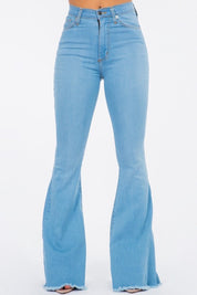 Women's High Rise Light Blue Bell Bottom Jeans