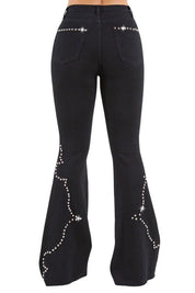 Women's High-Rise Black Bell Bottom Jeans