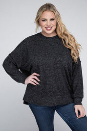 Plus Size Oversized Melange Drop Shoulder Sweater