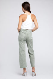 Women's Acid Wash Frayed Hem Wide Leg Pants