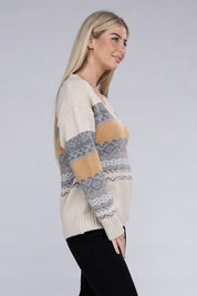 Women's Multicolor Stripe V Neck Sweater