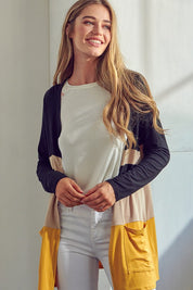 Women's Casual Colorblock Jersey Cardigan