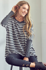 Women's Oversized Stripe Mix Tunic Top