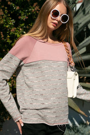 Women's Casual Stripe and Solid Mixed Sweatshirts